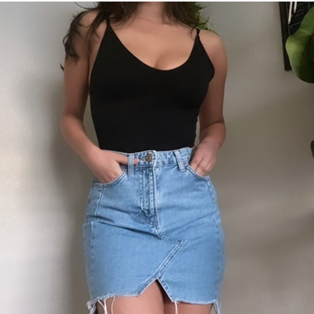 Distressed Denim Skirt